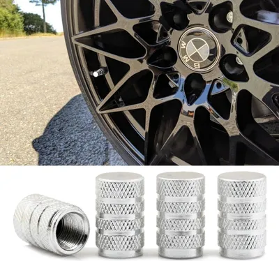 Produktbild von 4 Ventilkappen Kappen SET Silber eloxiert für Autoventile Fahrrad Motorrad Bike