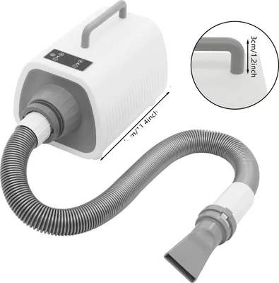 Obrázok produktu pre Fén na vlasy pre domáce zvieratá, výkon 2100 W, 9 nastavení rýchlosti, 9 nastavení teploty, biely
