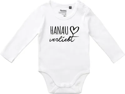 Produktbild von Huuraa Baby Body Hanau verliebt 62 White  Baumwolle Fairtrade Langarmbody Geschenkidee