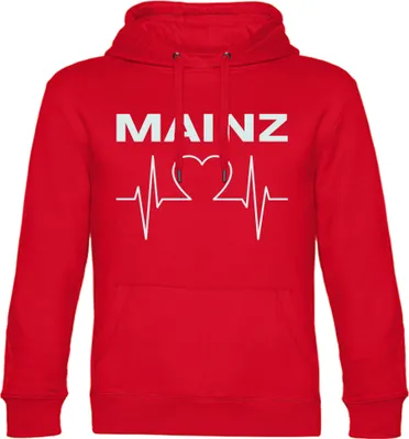 Produktbild von multifanshop Kapuzen Sweatshirt - Mainz - Herzschlag, rot, Größe XL