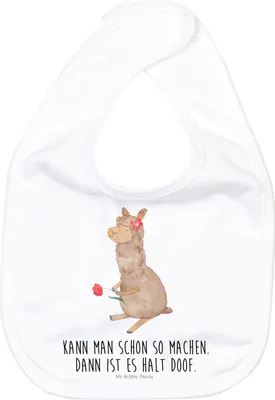Produktbild von Mr. & Mrs. Panda Lätzchen Alpaka Blume - Weiß - Geschenk, Sabberlätzchen, Lamas, Für Babys, Spruch, Babylätzchen, Lama, Kinderlätzchen, Schlabberlatz