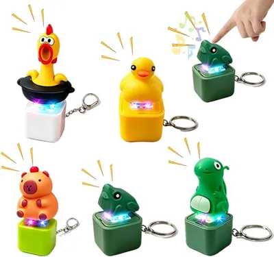 Productafbeelding van Fidget toys sleutelhangers met geluid - Set van 5 - Anti-stress speelgoed met licht en geluid - Grappige gadgets