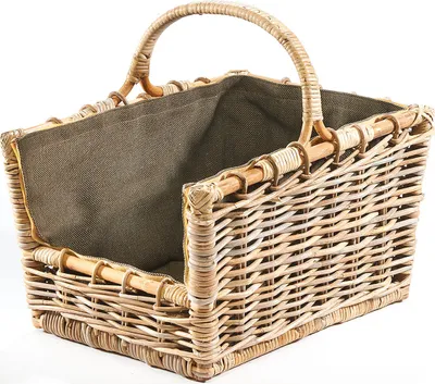 Produktbild von Kosz na drewno opałowe Kobolo - rattan szary wyjmowany wkład tekstylny w kolorze antracytowym