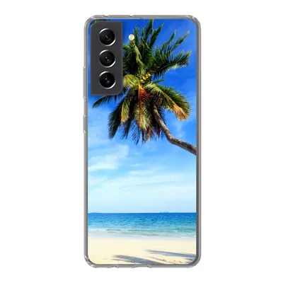 Produktbild von MuchoWow® Handyhülle Schutzhülle Hülle für Samsung Galaxy S21 FE Palmen - Strand - Meer Silikon Softcase Handy Hülle - Mobiltelefonhülle