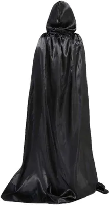 Obrázek produktu pro Plášť na Halloween – zlatá barva – 150 cm – saténový plášť s kapucí – vhodný pro kostýmy a cosplay