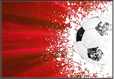 Produktbild von Wallario Wandbild Fußball - Splashing Design in rot, Größe: 70,30 x 100,30 cm, Poster mit schwarzem Aluminiumrahmen