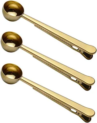 Produktbild von Met-clip 2-in-1 Maßlöffel und Teelöffel aus Edelstahl - 3er-Satz (Gold)