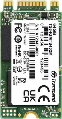 Image de MTS402M 64 GB Interne M.2 PCIe NVMe SSD 2242 SATA III Retail (TS64GMTS402M)