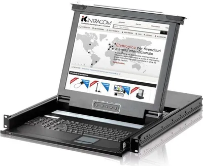 Produktbild von Konsolen-KVM-Monitor, 17 Zoll, für 19-Zoll-Serverrack, 1U, mit Maus- und Tastaturanschluss