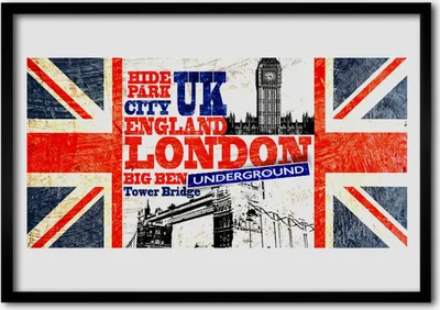 Produktbild von Bild 70x50 MDF-Rahmen Wandkunst London Flag Art