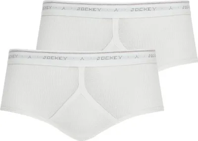 Produktbild von Jockey Herren Slips, 2er Pack - Classic Baumwolle Rib Y-Front Brief, Doppelripp, Baumwolle, einfarbig Weiß L