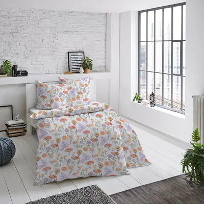 Produktbild von Dormisette Mako-Satin Bettwäsche Wildblumen terra 155x220 cm + 80x80 cm