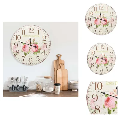 Image de vidaXL Horloge murale vintage fleurs 60 cm - Horloges murales