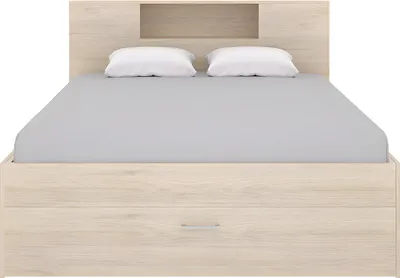 Produktbild von Bett mit Kopfteil, Stauraum & Schubladen - 160 x 200 cm - Naturfarben - LEANDRE