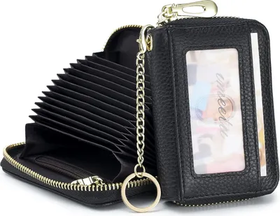 Zdjęcie produktu dla Etui na karty ze skóry naturalnej z przywieszką, kompaktowe, z ochroną RFID, A0496