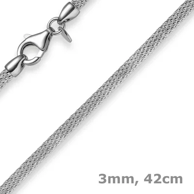 Produktbild von 3mm Strickcollier Kette Halsreif 585 Gold Weißgold 42cm Damen Goldkette