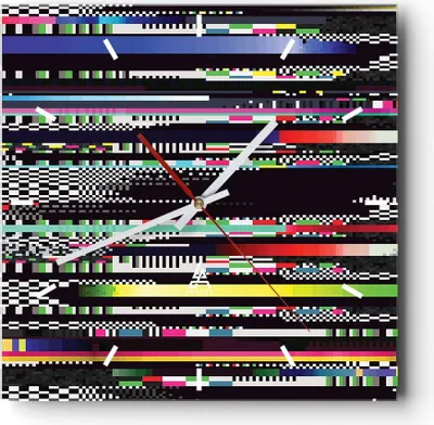 Produktbild von Wanduhr - Quadrat - Glasuhr - Abstraktion modern - 30x30cm - Schleichendes Uhrwerk - Lautlos - zum Aufhängen bereit - Dekoration Modern - Wanddekoration aus Glas - C3AC30x30-3511