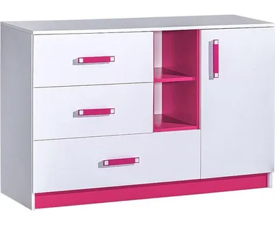 Image de Commode combinée SINCE – blanc / rose
