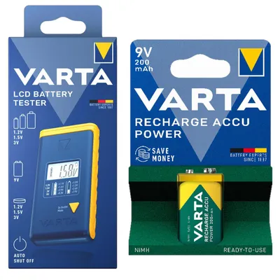 Produktbild von VARTA LCD-Batterietester-Set + 9V 200mAh NiMH-Akku (1 Stück)