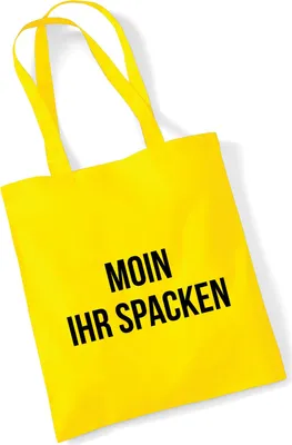 Produktbild von Huuraa Jutebeutel Moin ihr Spacken Spruch 10 Liter Yellow Baumwolle Tasche Geschenkidee