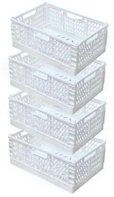Obrázek produktu pro Sada čtyř skládacích úložných boxů z plastu – bílá barva