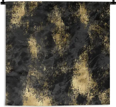 Produktbild von MuchoWow® Wandteppich Wandbehang Vintage - Gold - Schwarz 90x90 cm Tapisserie Dekoration Wandtuch - Wandaufhänger
