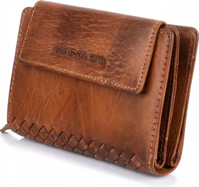 Immagine prodotto di Damen Geldbörse Used Look J. Jones Portafoglio Flecht Optik in vera pelle cognac