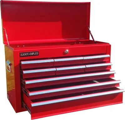 Immagine prodotto di Cassetta degli attrezzi - Valigetta degli attrezzi - Scatola degli attrezzi - Contenitore portaoggetti - Cassetta per l'officina - 9 cassetti con cuscinetti a sfera