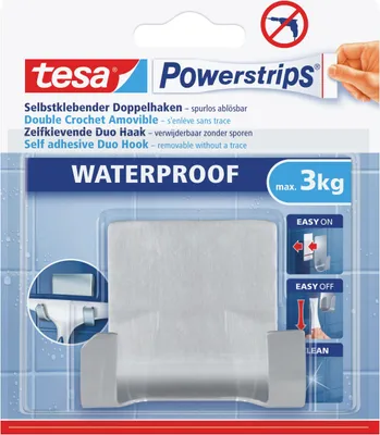 Produktbild von tesa Powerstrips Waterproof Duohaken Zoom, Metall