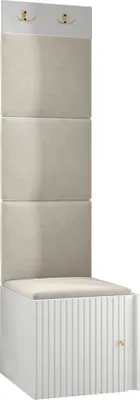 Produktbild von MIRJAN24 Garderoben-Set Orion Ryfel Slim XXII, Schuhschrank 1D, Kleiderhakenbrett, 4x Paneel 42x42, 2 Kleiderhaken für Kleidung, Metallgriffe (Farbe: Weiß, Manila 02)