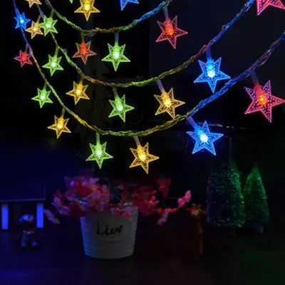 Produktbild von 20 LED-Sternenlichterketten, dekorativ für Wand/Fenster/Decke/Schlafzimmer/Baum/Partys