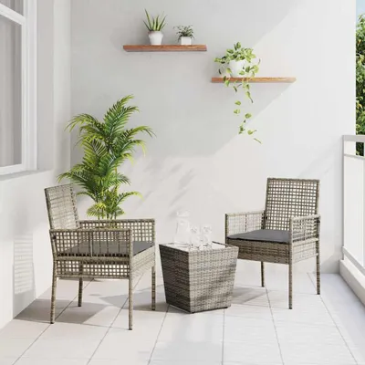 Obrázok produktu pre Maison Exclusive - Záhradný bistro set 3 pcs Sivá polyratan