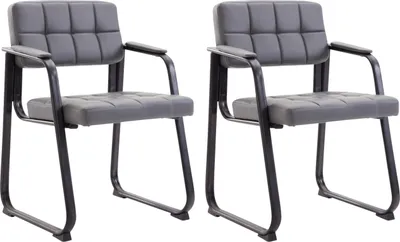 Produktbild von CLP 2er Set Besucherstühle Canada B Kunstleder mit Armlehne grau