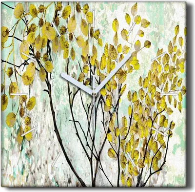 Produktbild von Coloray Hodiny Unikátní 30x30 cm  Tiché hodiny Pro obývací pokoj a kuchyň Nástěnné hodiny Plátno Černé ručičky hodin - Větve stromů listy