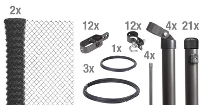 Zdjęcie produktu dla Alberts 634926 Ogrodzenie z siatki drucianej jako kompletny zestaw ogrodzeniowy, do zabetonowania, antracyt-metalik, wysokość 125 cm, długość 50 m
