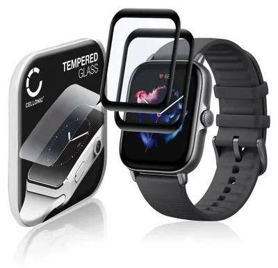Image de 2x Protection d'écran en verre compatible avec Amazfit GTS 3 (3D Full Cover, résistance 9H, 0,33mm, Full Glue) - protège écran montre connectée sport gps fitness