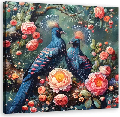 Produktbild von Leinwandbild Ptaki Kwiaty Zwierzęta 60x60 Feeby Bunt bild für die wand bereit zum aufhängen