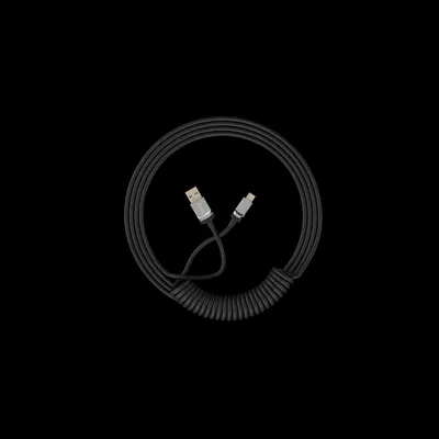 Produktbild von Akko Custom Spiralkabel, einziehbares USB-Typ-C-Verlängerungskabel, Spiralfeder-Spiralkabel für mechanische Tastaturen, Schwarz