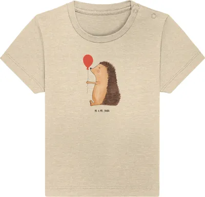 Produktbild von Mr. & Mrs. Panda Babyshirt Igel Luftballon 6. - 12. Monat - Natural Raw - Geschenk, Geburtstag, T-Shirt Baby, , Lustige Sprüche, Glückwunsch, Öko, Jerseyshirt