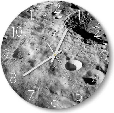 Produktbild von DEQORI Glasuhr Ø30 cm Zahlen 'Ewige Mondlandschaft' Wanduhr Glas Uhr Design leise Küchenuhr