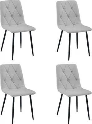 Image de Chaise LIBRA - tissu gris clair / pieds noirs x 4