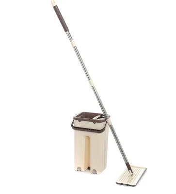 Image de Auto-nettoyage Séchage Wringing Mop Bucket System Flat Floor 2 Microfibre Pad