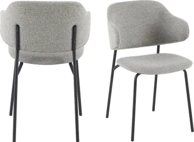 Produktbild von SalesFever Armlehnstuhl Bouclé 2er Set | Bezug Bouclé Stoff | Stuhlbeine Metall | B 54 x T 59 x H 83 cm | hellgrau – schwarz