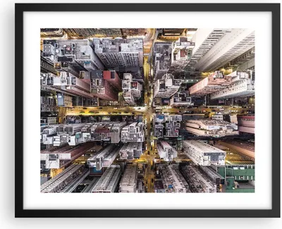 Produktbild von Gerahmtes Poster - Schwarzer Rahmen - Metropole Luftaufnahmen Straße - 50x40 cm - Wand Bild - Wanddeko - Wandbilder - Kunstposter - Wandposter - Bilderrahmen - Bilder - Kunstdruck - P2BAA50x40-4507