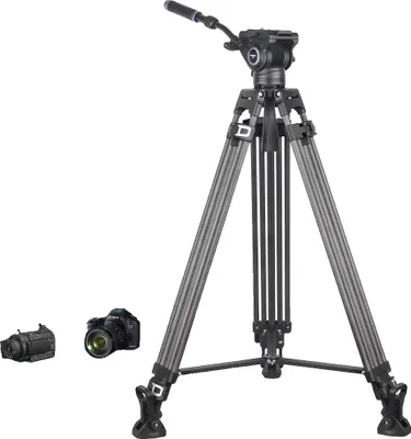 Immagine prodotto di Treppiede video professionale, in fibra di carbonio, capacità di carico 12 kg, VF80C