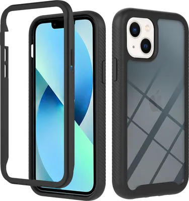 Immagine prodotto di custodia iPhone 13, doppio strato trasparente posteriore TPU Bumper antiscivolo antiurto Custodia protettiva completa per iPhone 13 Nero