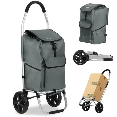 Produktbild von HOMELUX Einkaufstrolley - Leicht, Große Kapazität, Klappbar | Bequemer Einkaufswagen für Alle, Ideal für Reisen, Grau 243