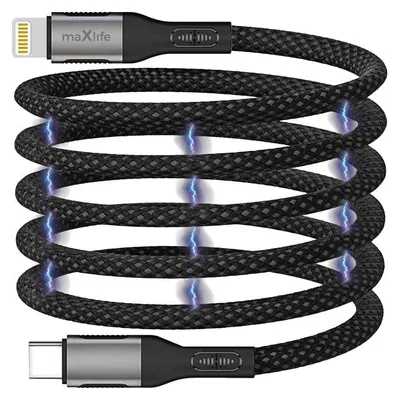 Obrázok produktu pre Maxlife MXUC-11 magnetický kábel USB-C - Lightning 1,0 m 27W, nylon, čierna (OEM0101403)