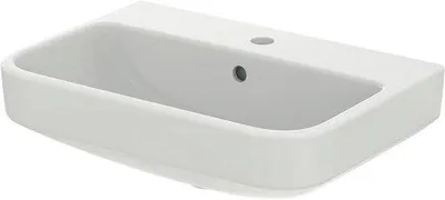 Immagine prodotto di Lavabo da parete in Vetroceramica 55x38 cm - Bianco - Montaggio a sospensione salvaspazio - Profondità ridotta