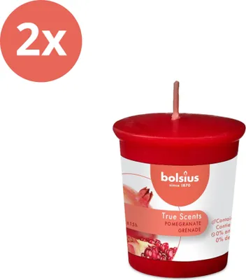 Image de Bolsius - True Scents - Bougie votive ronde - 53/45 - Grenade - Pack avantage - 2 pièces